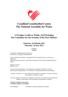 Cynulliad Cenedlaethol Cymru the National Assembly for Wales