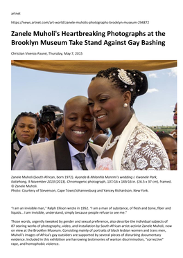 Zanele Muholi's Heartbreaking Photographs at the Brooklyn Museum Take Stand Against Gay Bashing