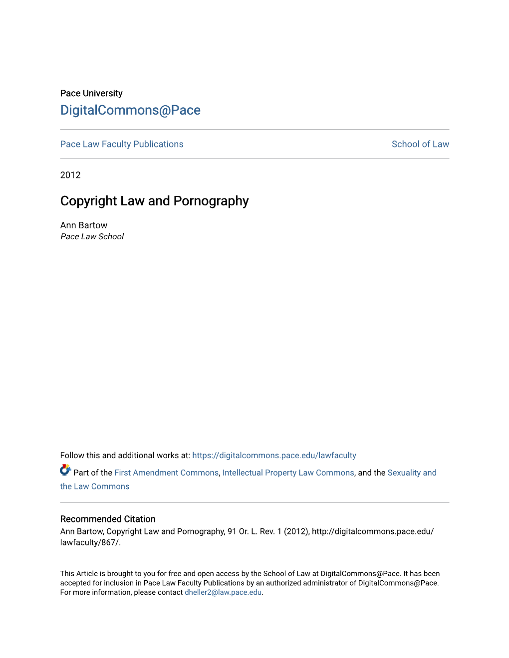 Copyright Law and Pornography