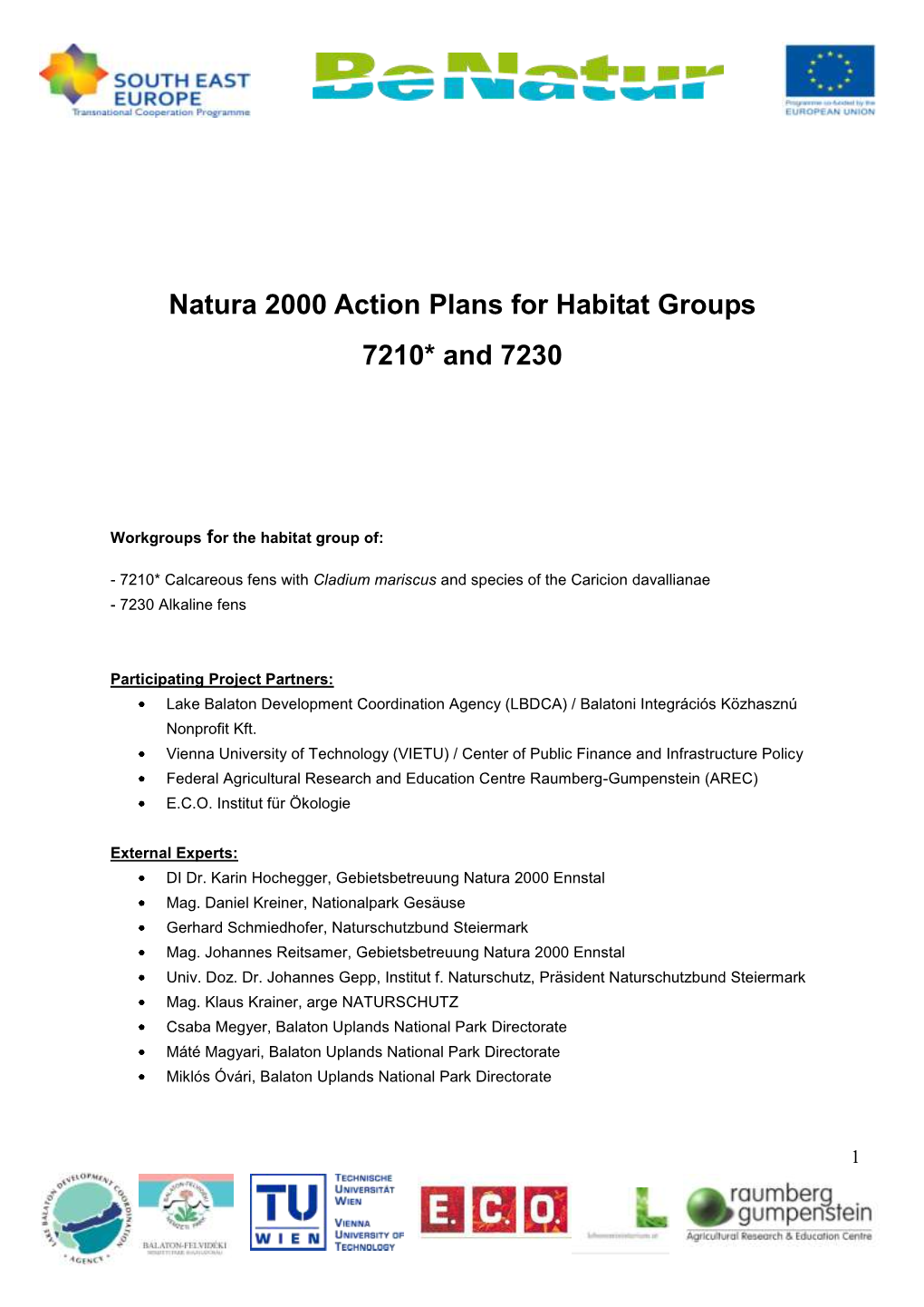 Joint Action Plan for the Conservation of Alkaline Fens and Caladium Fens