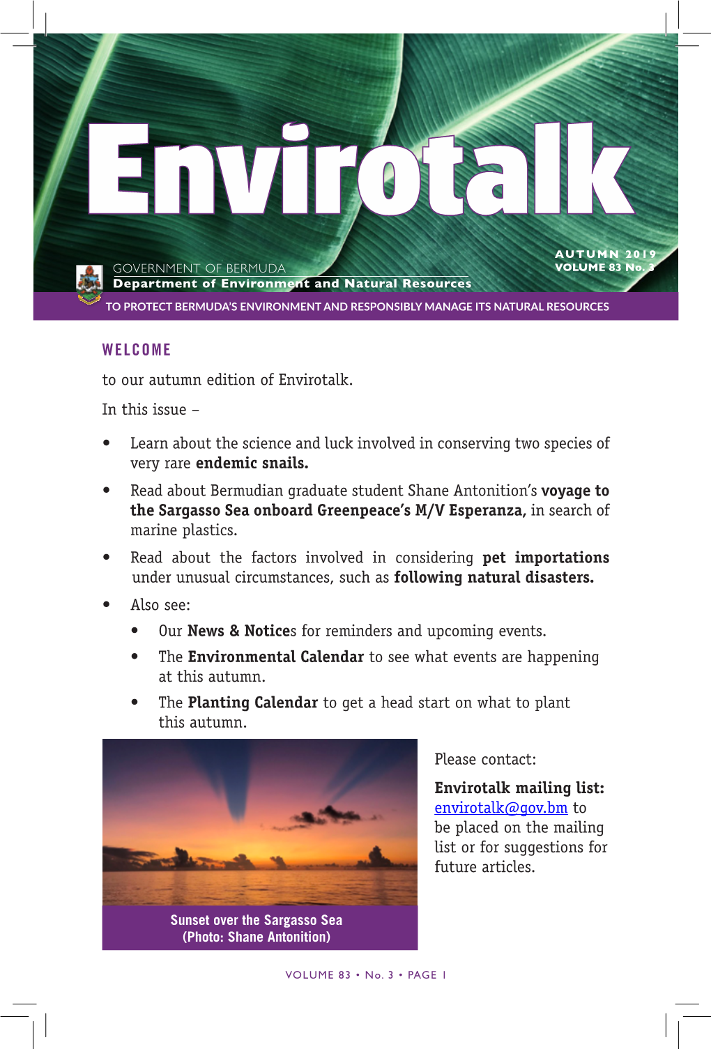 Our Autumn Edition of Envirotalk. in This Issue –