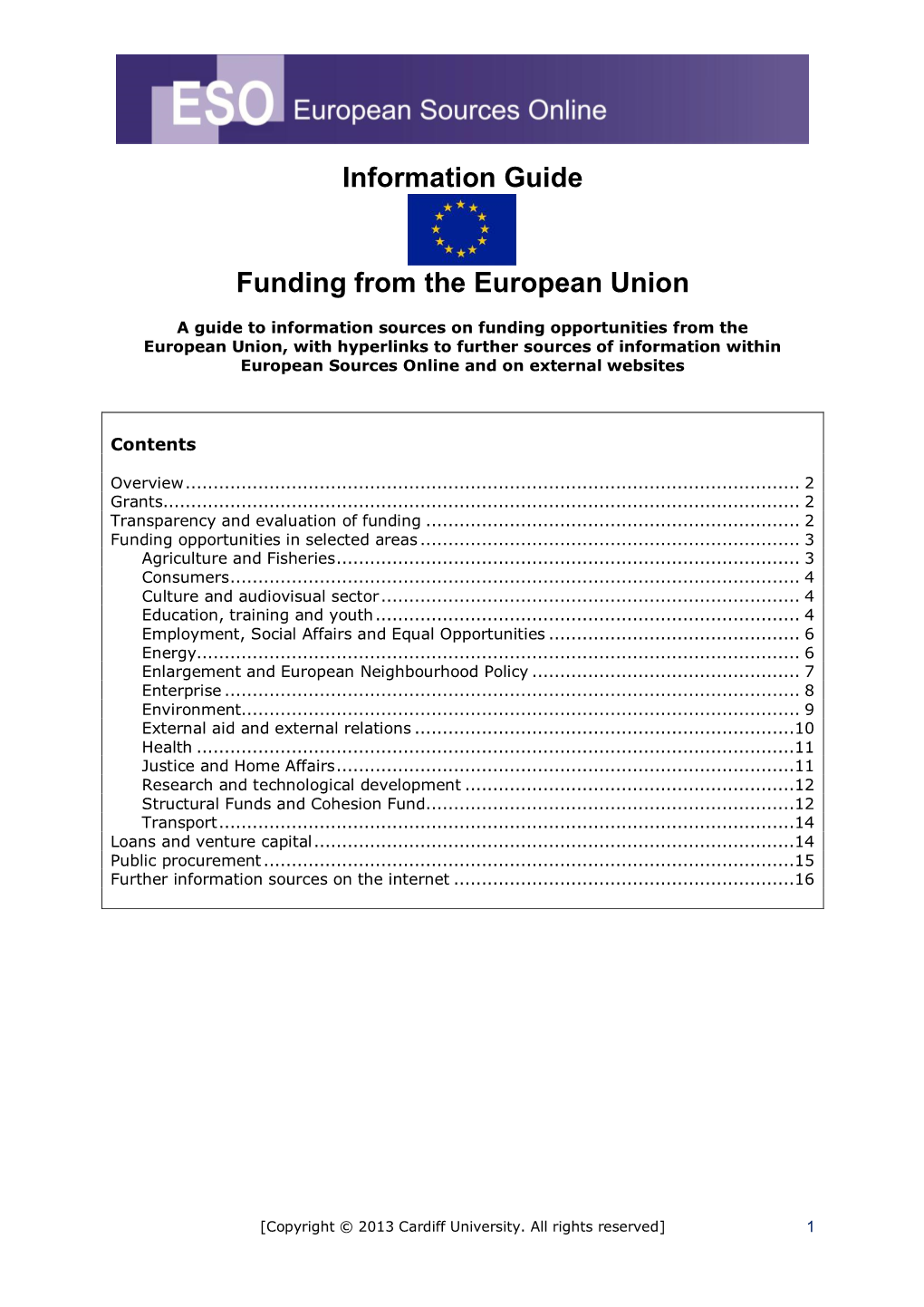 Information Guide Funding from the European Union