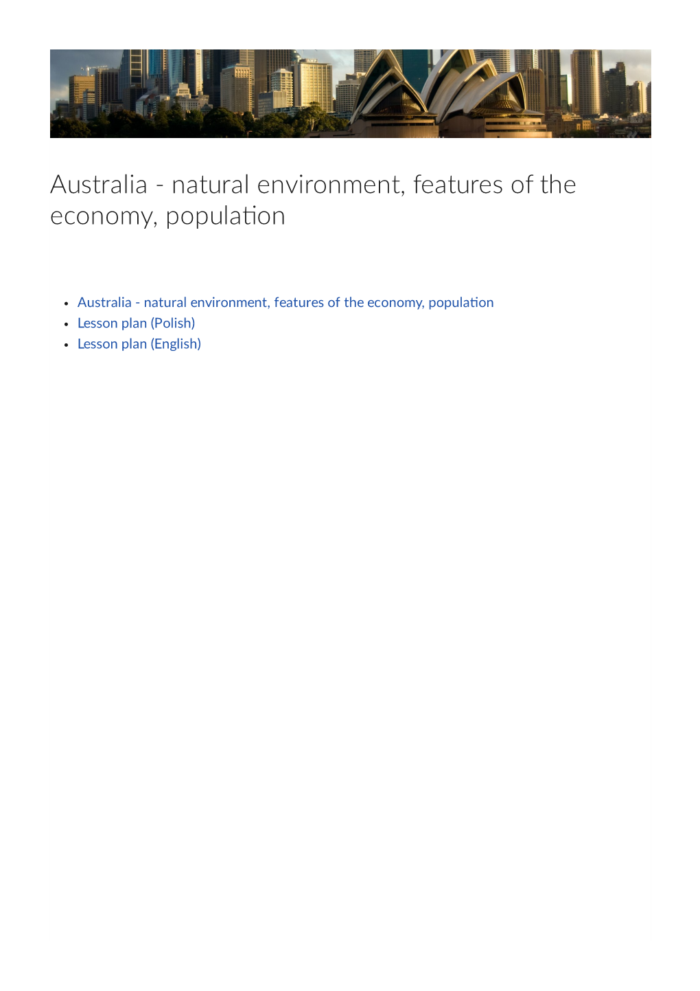 Australia - Natural Environment, Features of the Economy, Popula�On