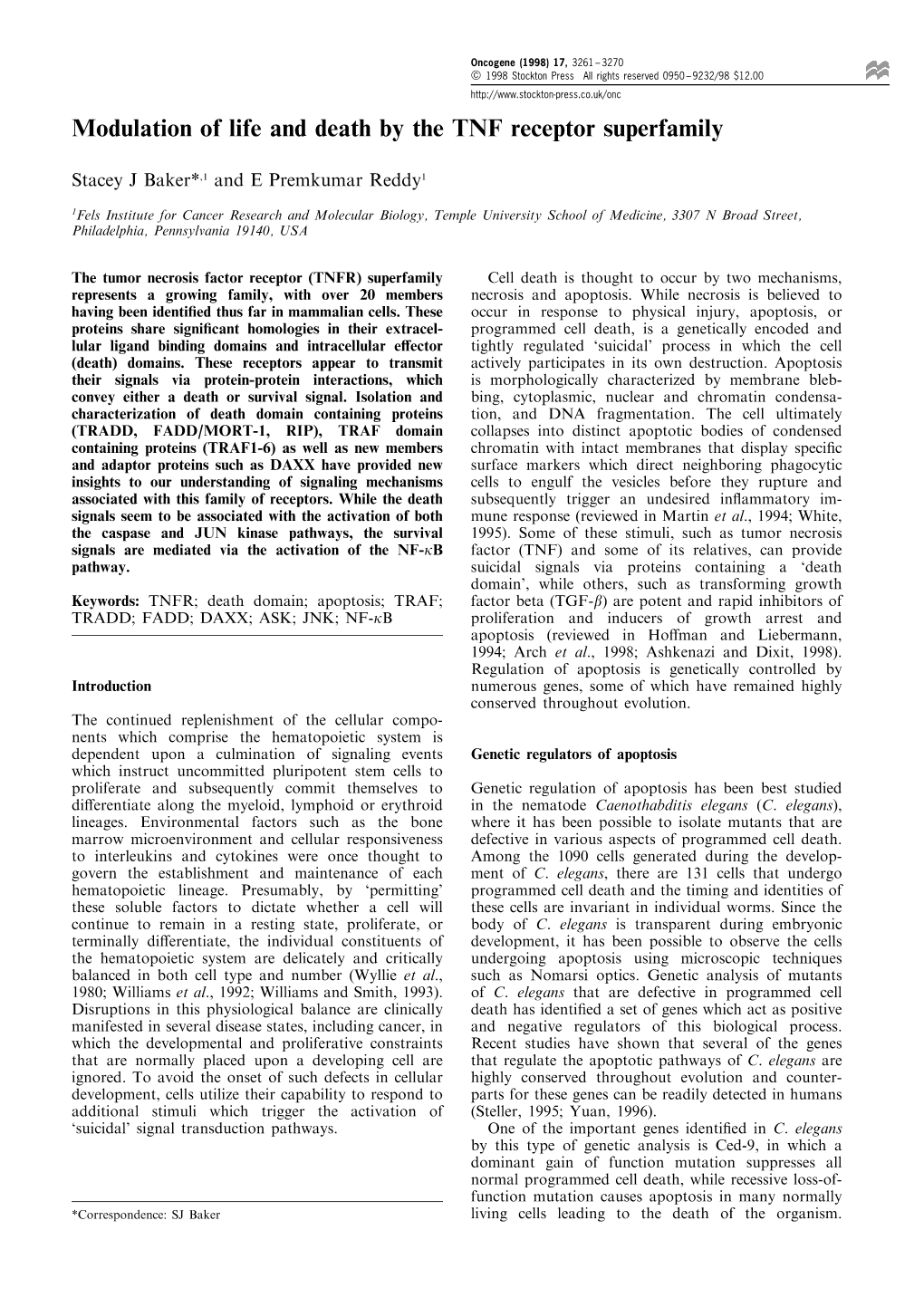 Modulation of Life and Death by the TNF Receptor Superfamily