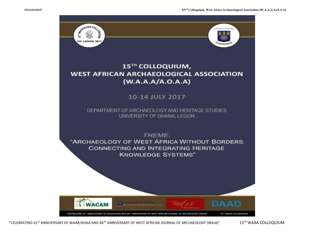 15Th Waaa Colloquium