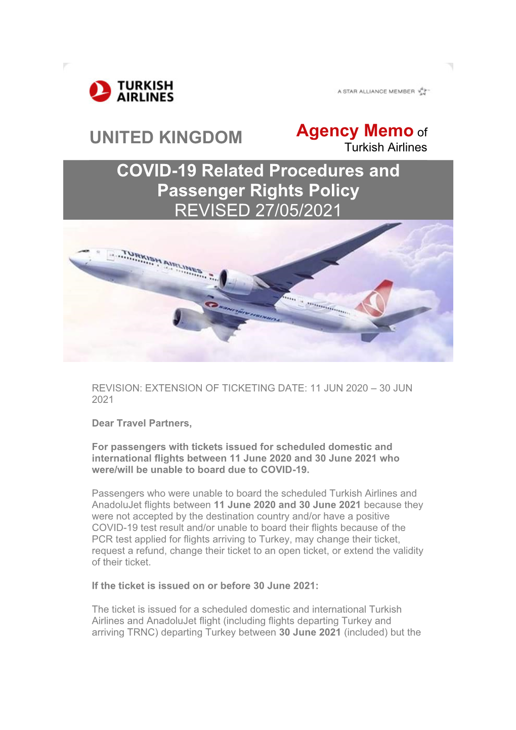 UNITED KINGDOM Agency Memo of COVID-19 Related Procedures And