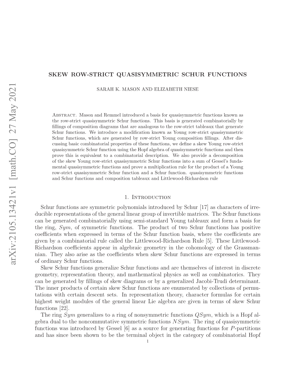 Arxiv:2105.13421V1 [Math.CO]