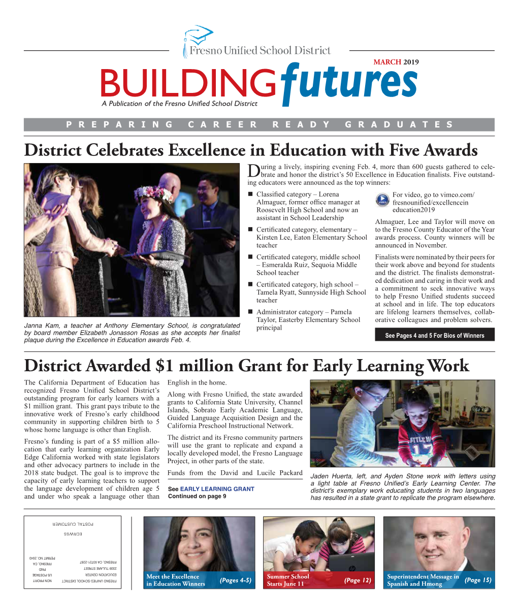 District Celebrates Excellence in Education with Five Awards District