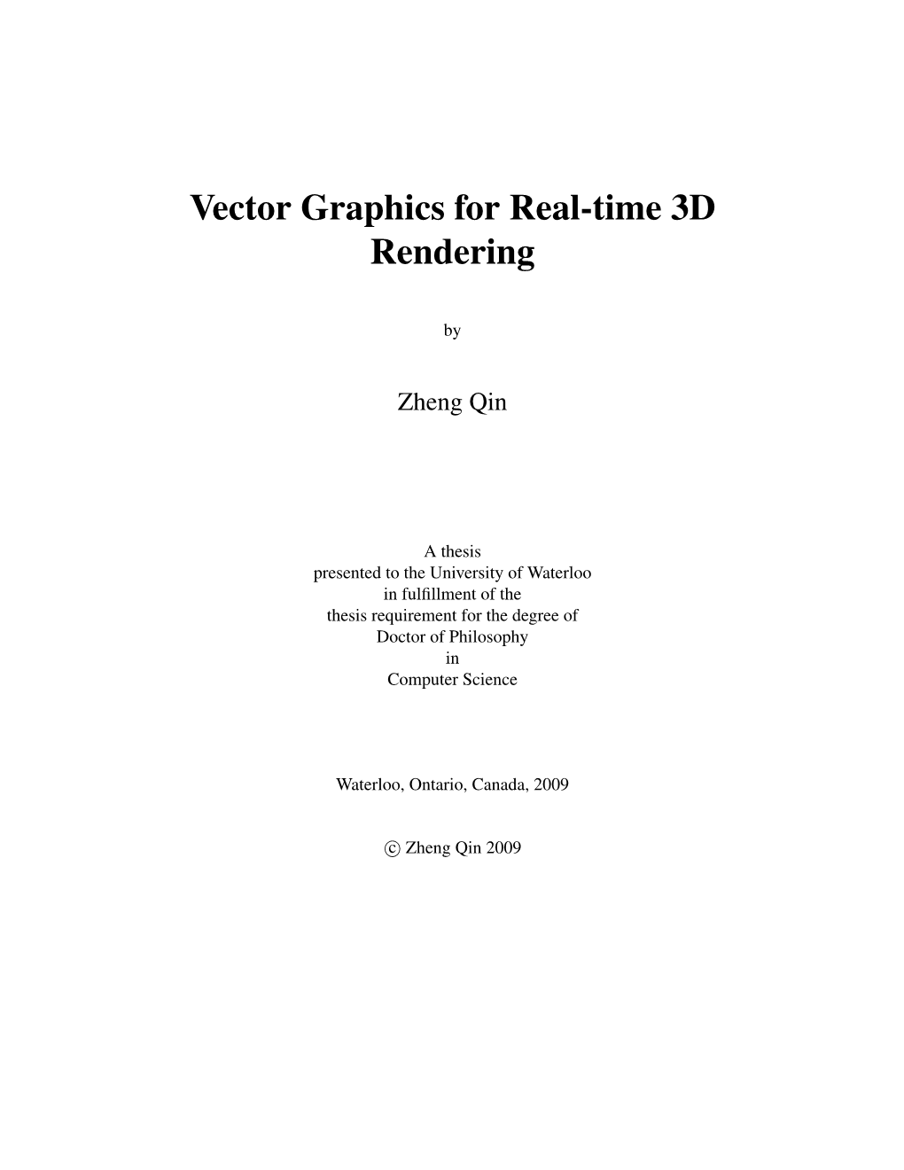 Vector Graphics for Real-Time 3D Rendering