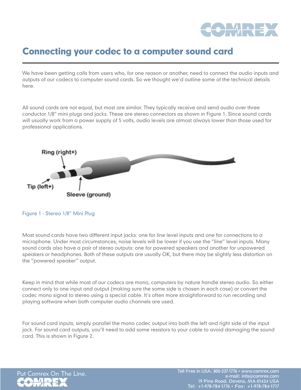 Connecting Your Codec to a Computer Sound Card