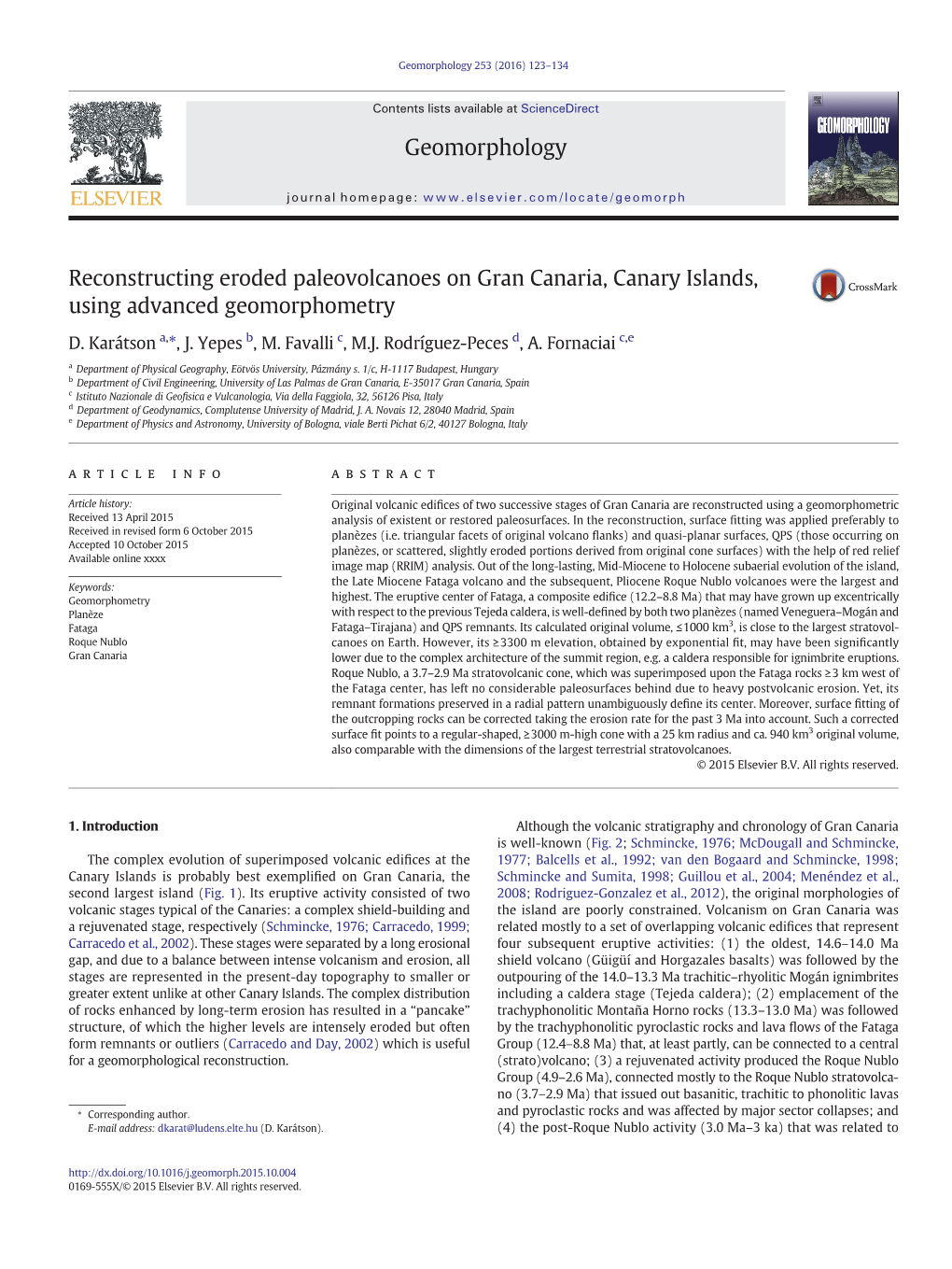 Reconstructing Eroded Paleovolcanoes on Gran Canaria, Canary Islands, Using Advanced Geomorphometry