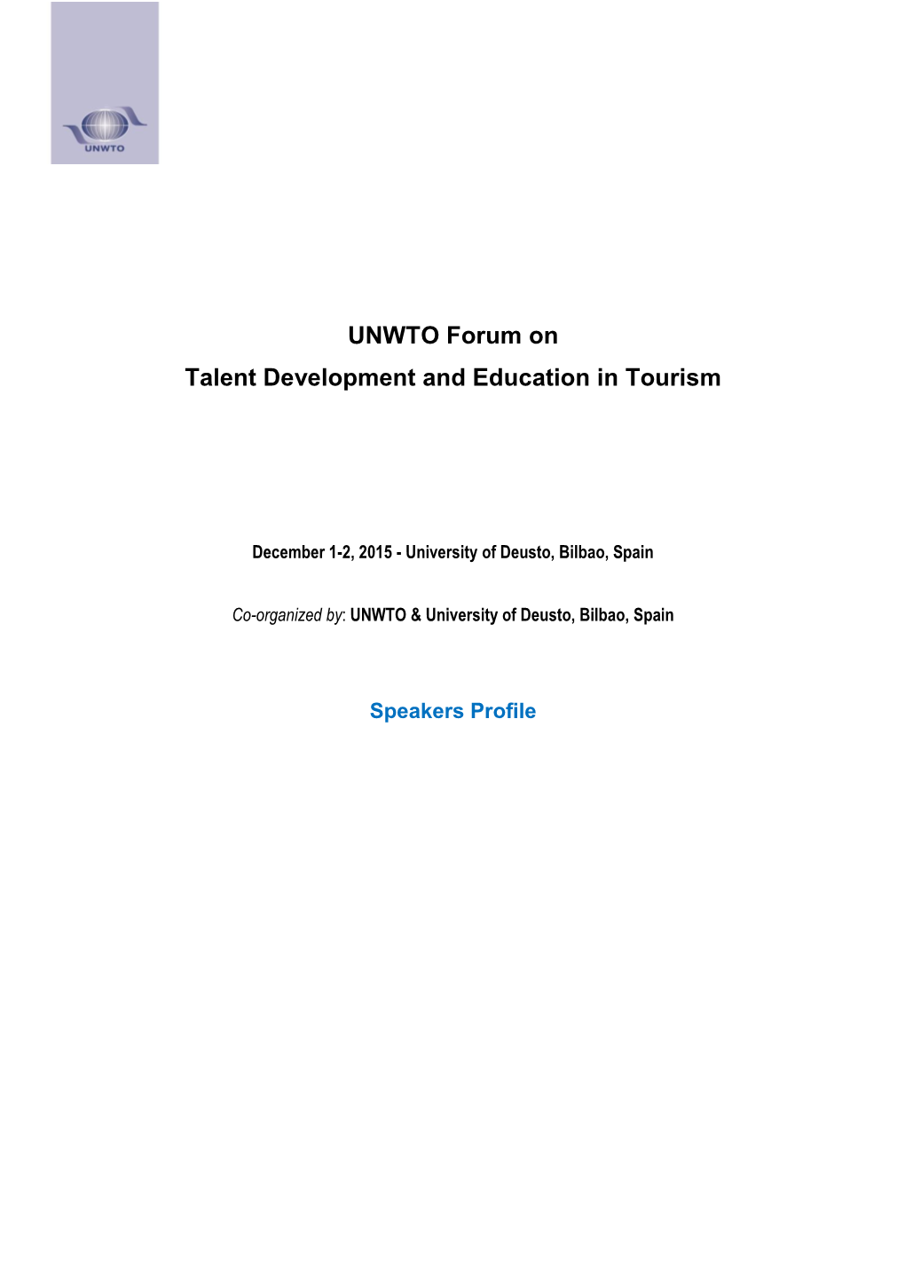 UNWTO Forum on Talent Development and Education in Tourism