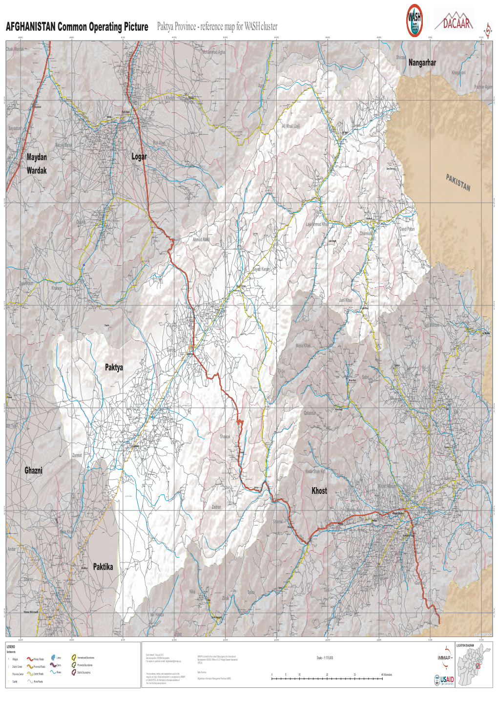 AFGHANISTAN Common Operating Picture Paktya Province - Reference Map for WASH Cluster