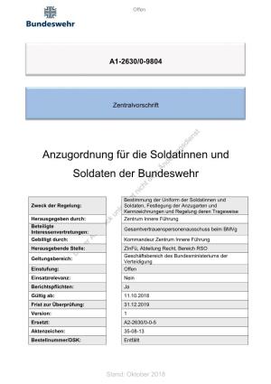 Anzugordnung Für Die Soldatinnen Und Soldaten Der Bundeswehr