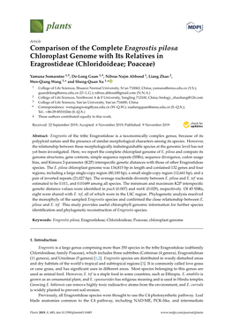 Comparison of the Complete Eragrostis Pilosa Chloroplast Genome with Its Relatives in Eragrostideae (Chloridoideae; Poaceae)