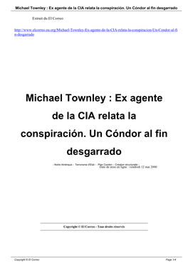 Michael Townley : Ex Agente De La CIA Relata La Conspiración