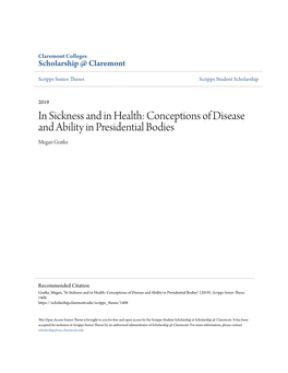 Conceptions of Disease and Ability in Presidential Bodies Megan Gratke