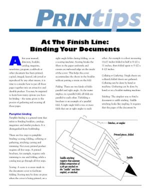 At the Finish Line: Binding Your Documents