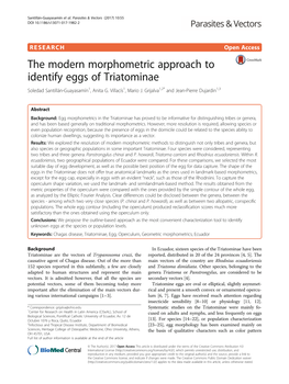 The Modern Morphometric Approach to Identify Eggs of Triatominae Soledad Santillán-Guayasamín1, Anita G