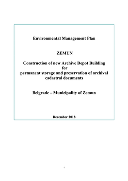 Environmental Management Plan ZEMUN Construction of New