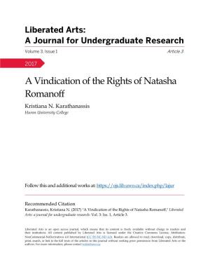 A Vindication of the Rights of Natasha Romanoff Kristiana N