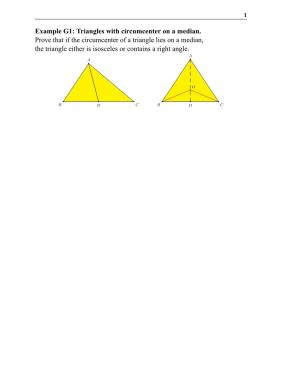 Example G1: Triangles with Circumcenter on a Median. Prove