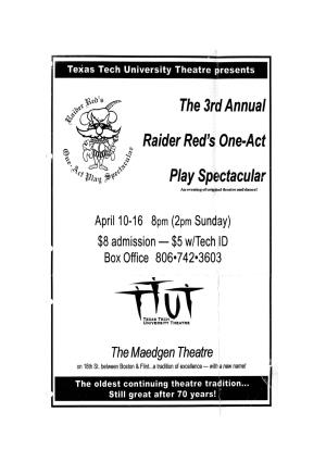 The 3Rd Annual Raider Red's: One-Act Play Spectacular