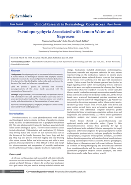 Pseudoporyphyria Associated with Lemon Water and Naproxen