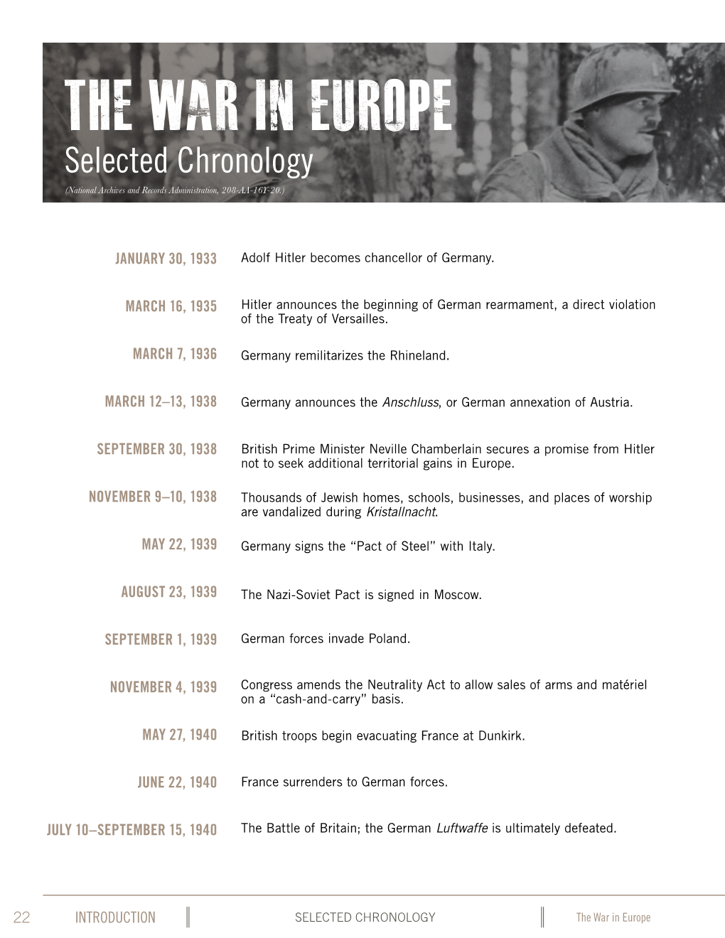The War in Europe Selected Chronology (National Archives and Records Administration, 208-AA-16Y-20.)