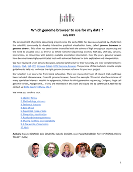 Which Genome Browser to Use for My Data ? July 2019