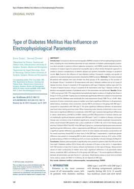 Type of Diabetes Mellitus Has Influence on Electrophysiological Parameters