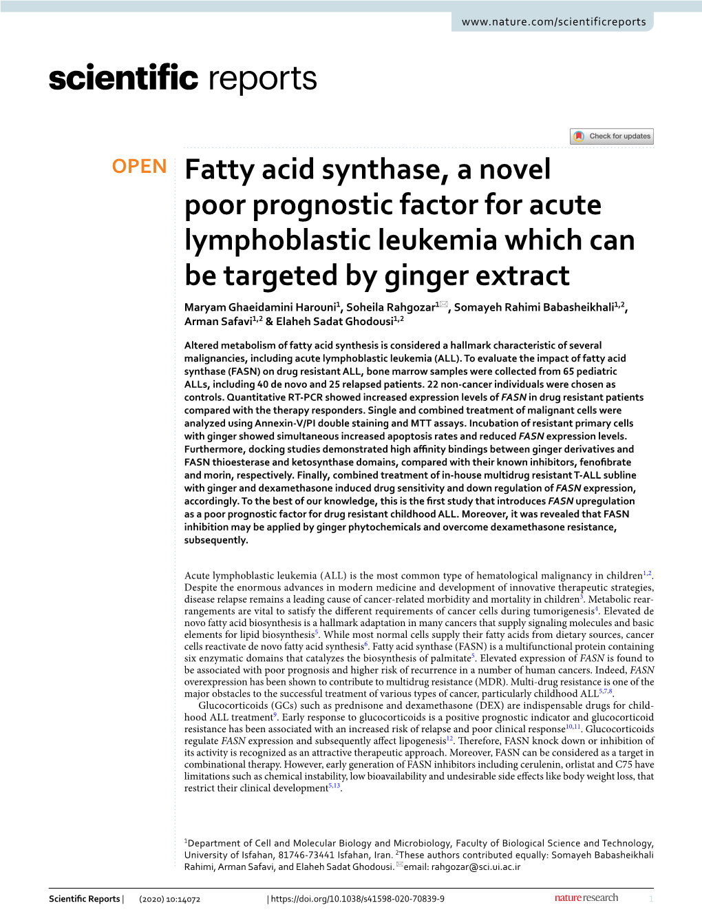 Fatty Acid Synthase, a Novel Poor Prognostic Factor for Acute