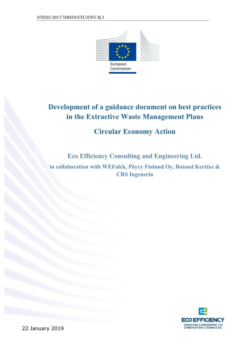 Development of a Guidance Document on Best Practices in the Extractive Waste Management Plans Circular Economy Action