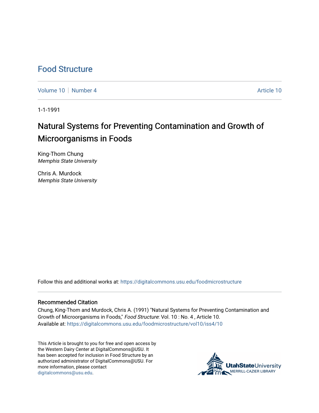 Natural Systems for Preventing Contamination and Growth of Microorganisms in Foods