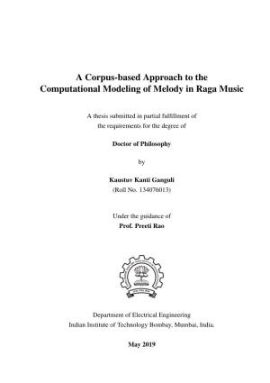 A Corpus-Based Approach to the Computational Modelling of Melody