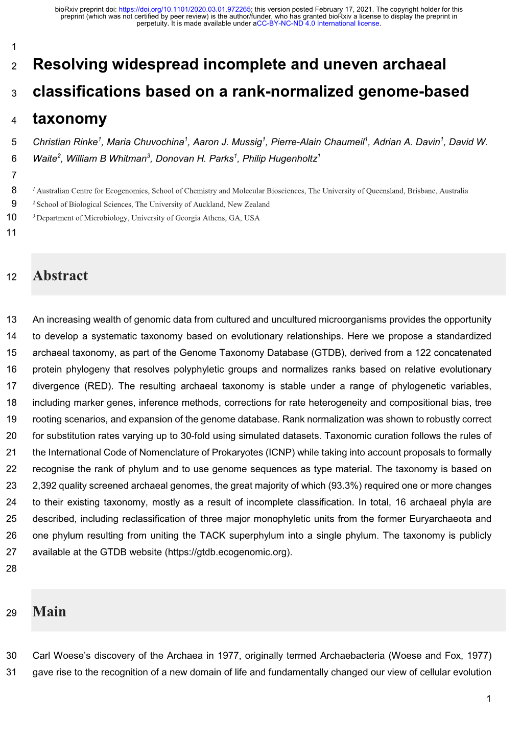 Resolving Widespread Incomplete and Uneven Archaeal Classifications