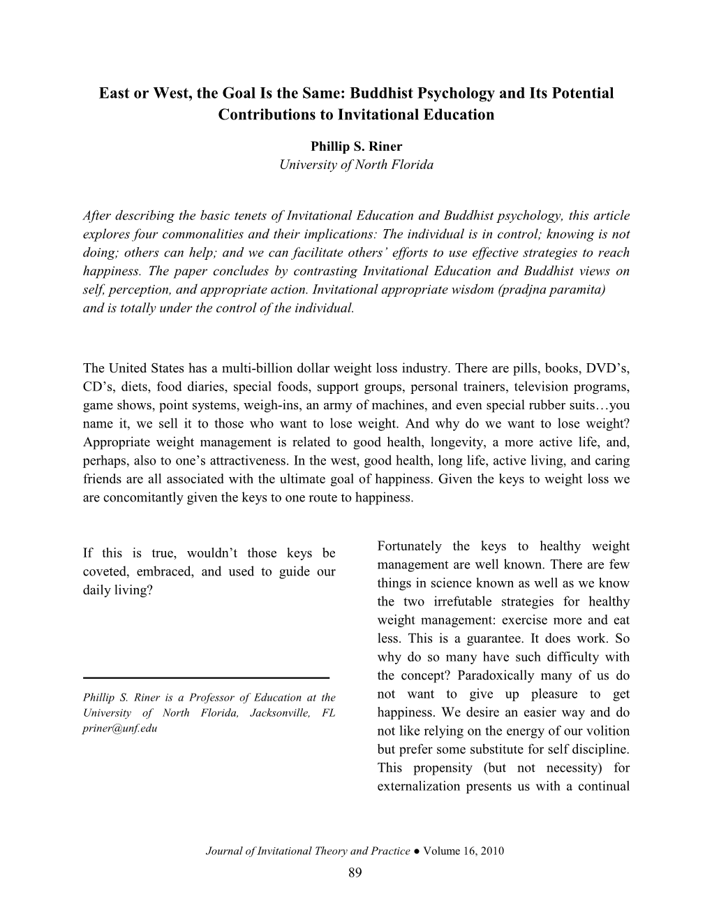 Buddhist Psychology and Its Potential Contributions to Invitational Education