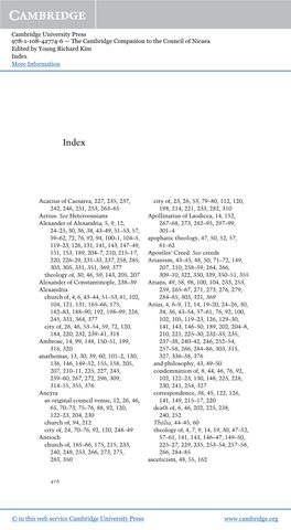 The Cambridge Companion to the Council of Nicaea Edited by Young Richard Kim Index More Information