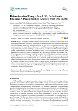 Determinants of Energy-Based CO2 Emissions in Ethiopia: a Decomposition Analysis from 1990 to 2017