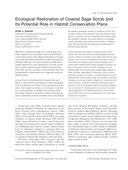 Ecological Restoration of Coastal Sage Scrub and Its Potential Role in Habitat Conservation Plans
