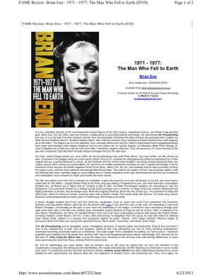 1971 - 1977: the Man Who Fell to Earth (DVD) Page 1 of 2