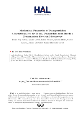 Mechanical Properties of Nanoparticles: Characterization By