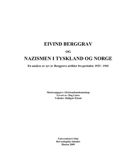 Eivind Berggrav Nazismen I Tyskland Og Norge