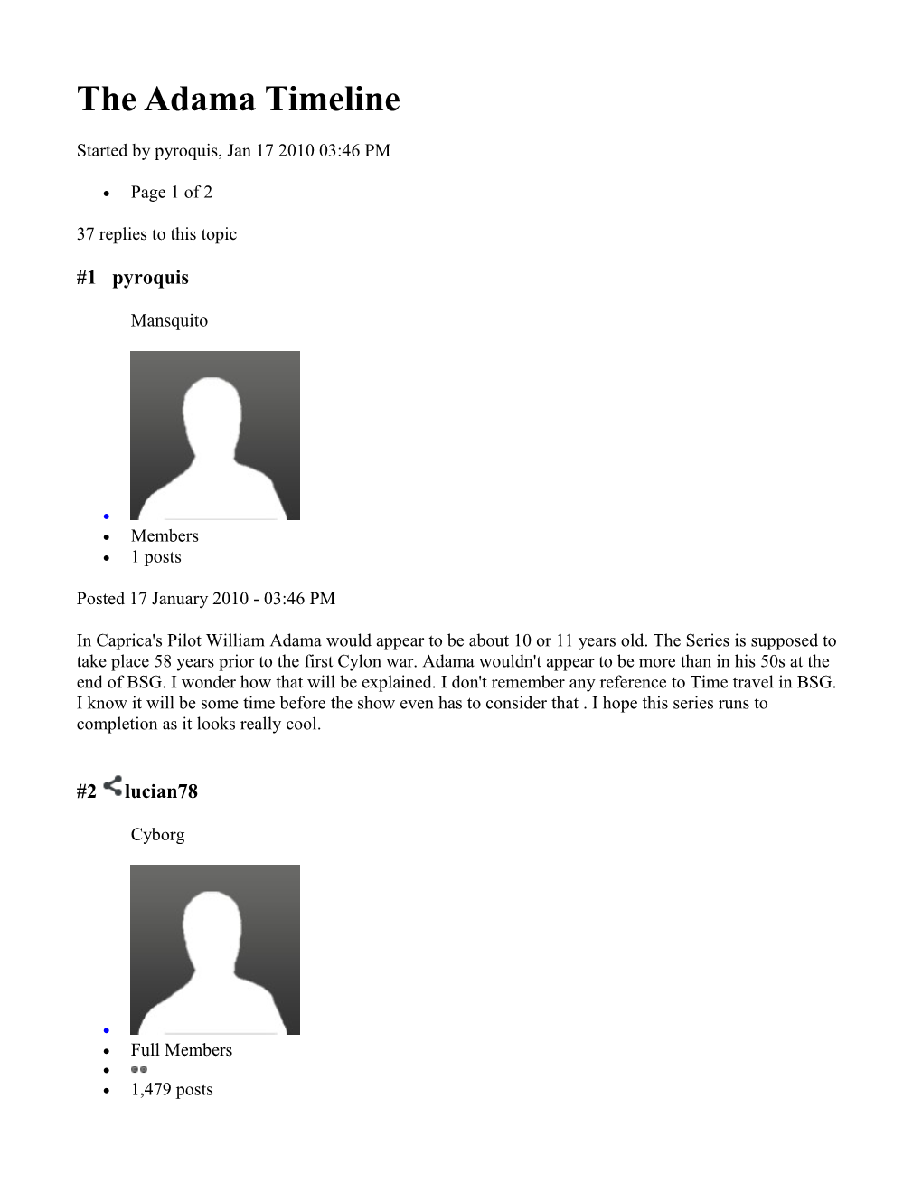 The Adama Timeline