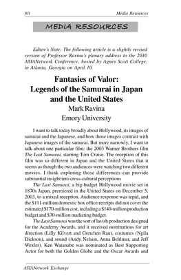 Legends of the Samurai in Japan and the United States MEDIA