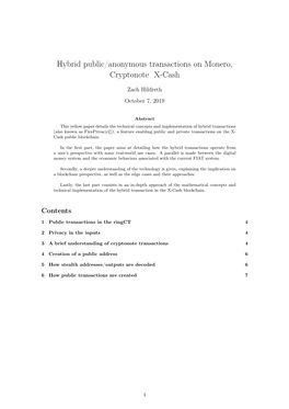 Hybrid Public/Anonymous Transactions on Monero, Cryptonote X-Cash