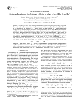 Kinetics and Mechanism of Polythionate Oxidation to Sulfate at Low Ph by O2 and Fe3+