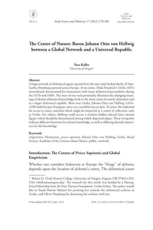 Baron Johann Otto Von Hellwig Between a Global Network and a Universal Republic