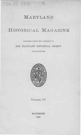 Maryland Historical Magazine, 1909, Volume 4, Issue No. 1