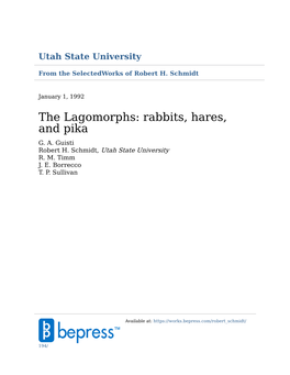 The Lagomorphs: Rabbits, Hares, and Pika G